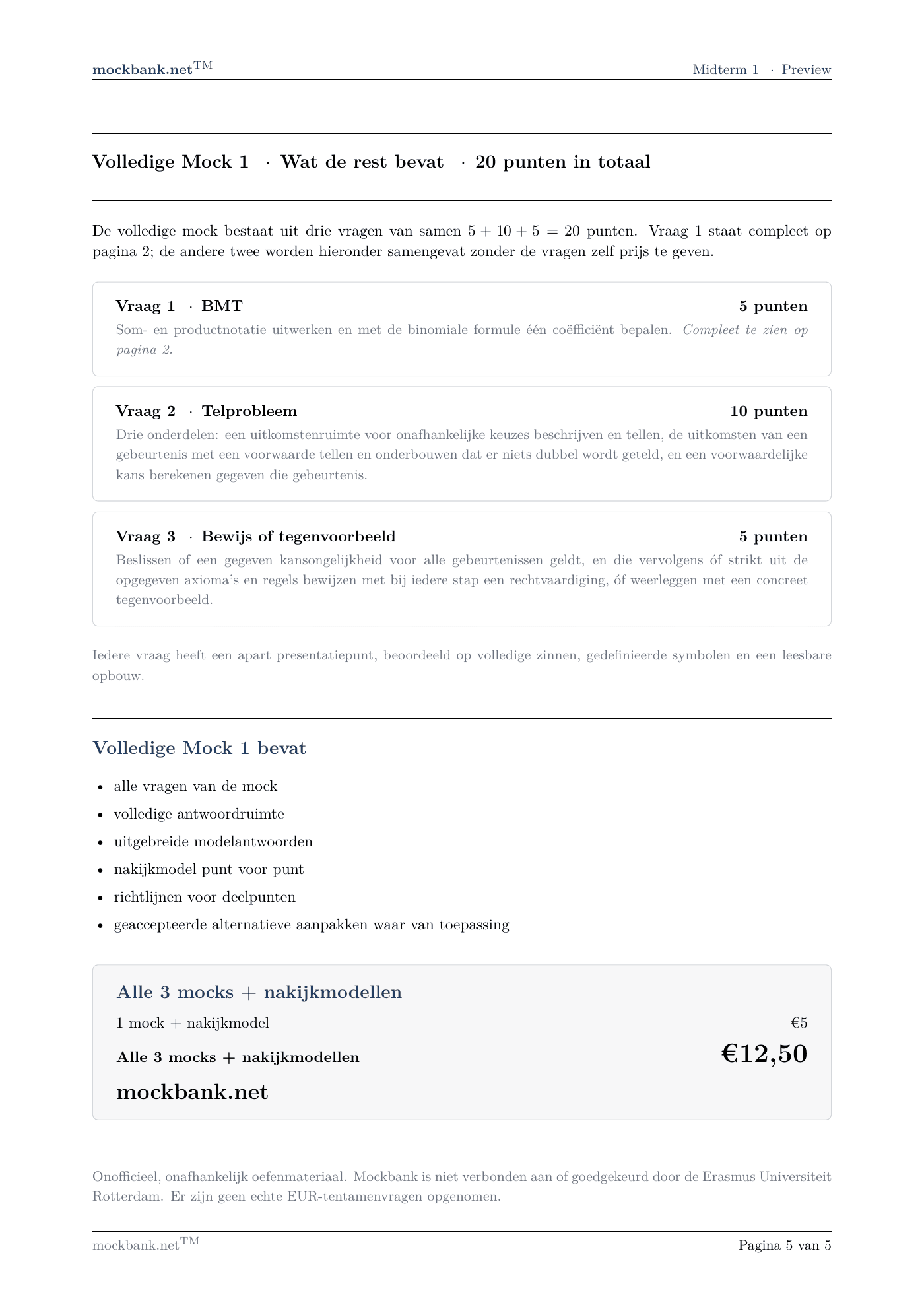 Mock 1 · Wat de rest bevat, een pagina uit het pakket.