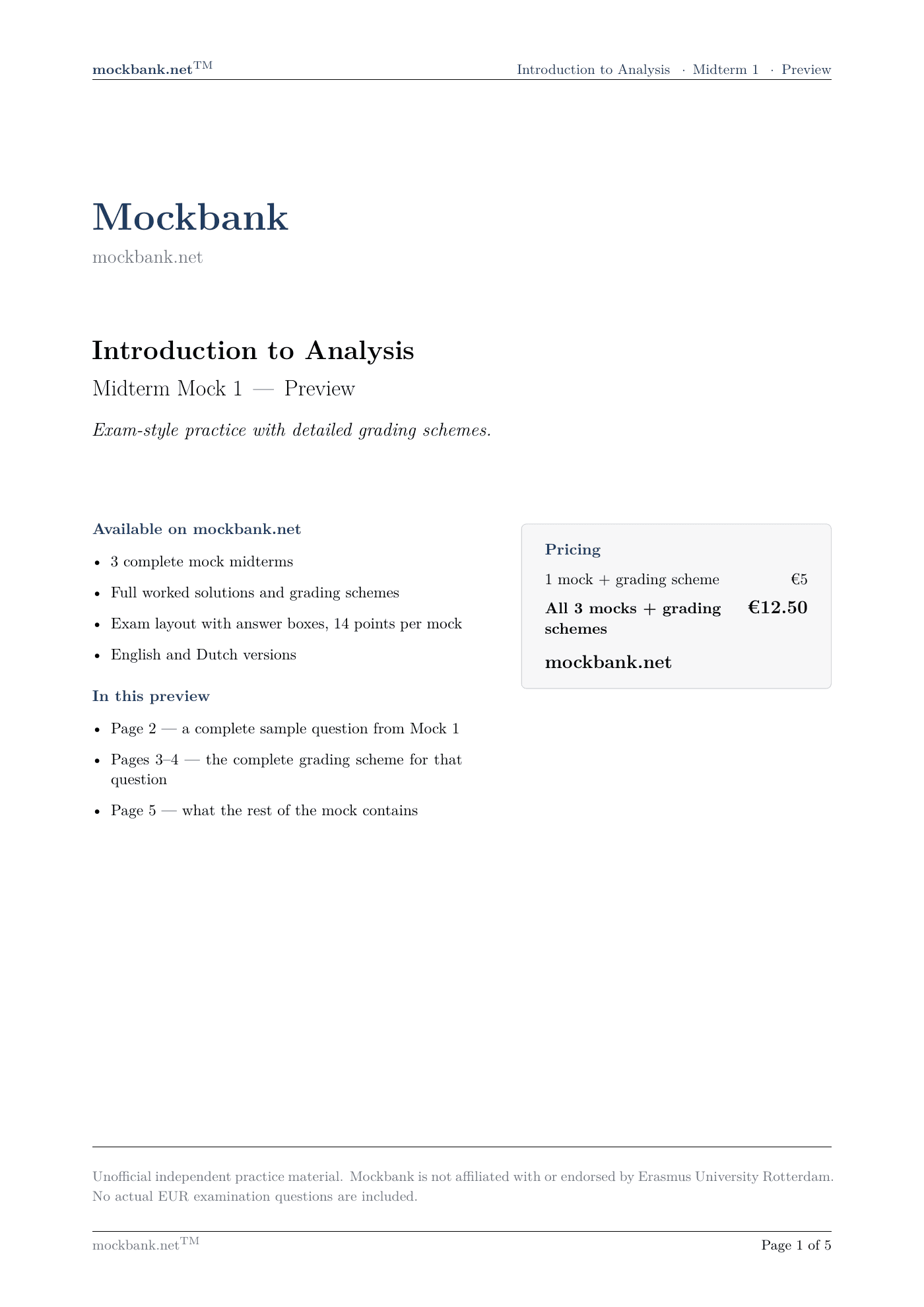 Mock 1 · Overview, a page from the pack.