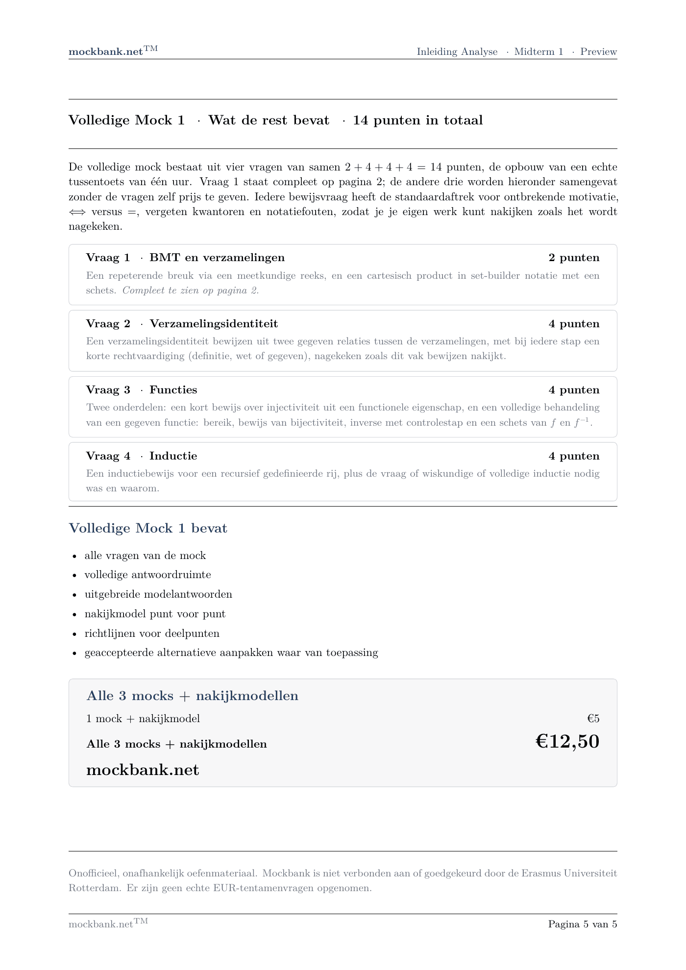 Mock 1 · Wat de rest bevat, een pagina uit het pakket.